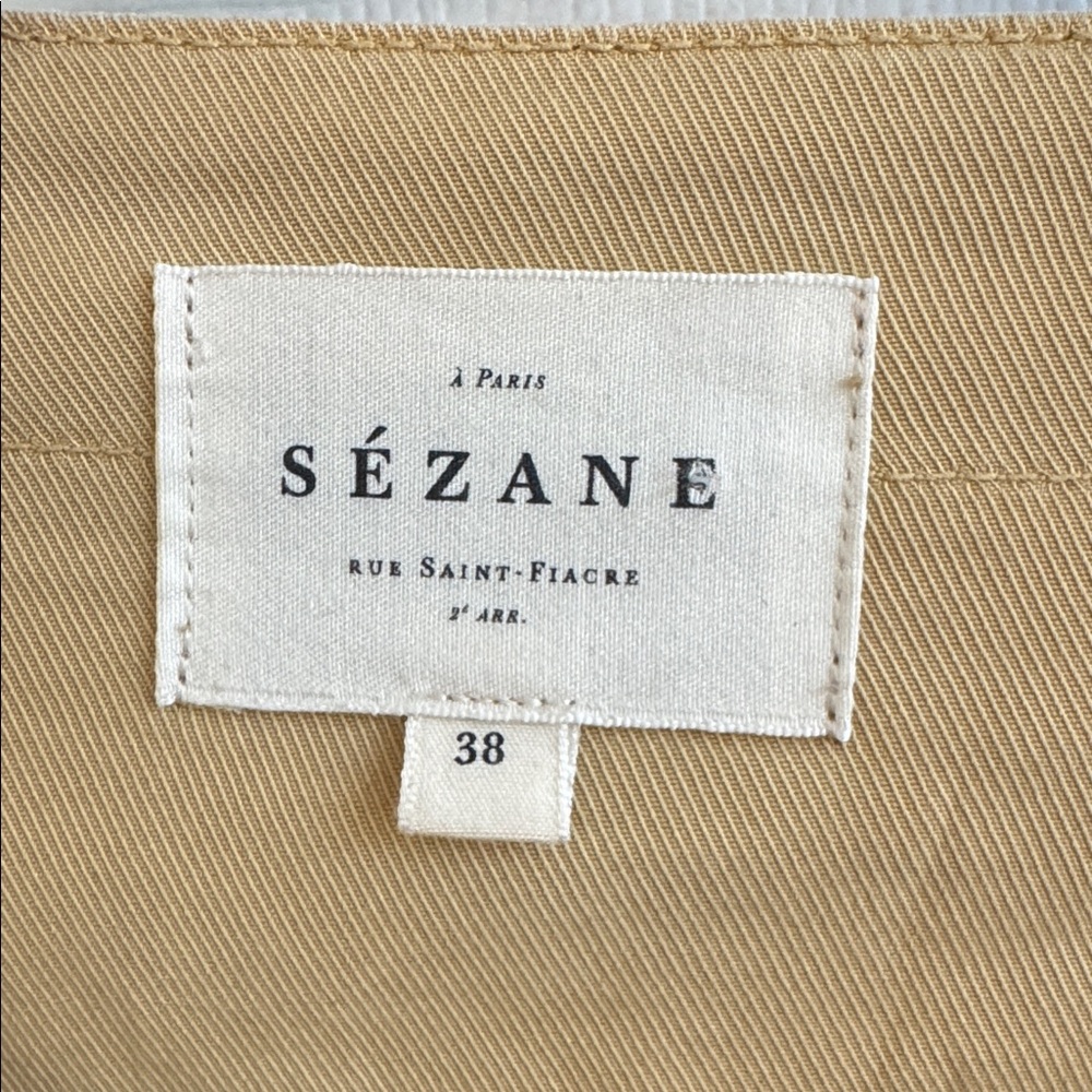 SEZANE Robe Elivira Button Front Wrap Dress Tan Size 38/US6 - Picture 5 of 7